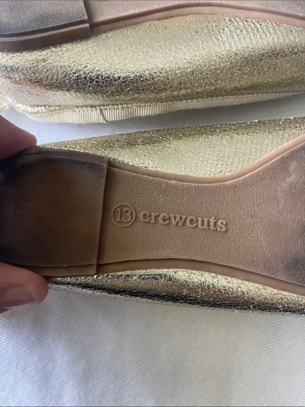 Crewcuts Size 13 Girls Shimmering Gold Bow Ballet Flats